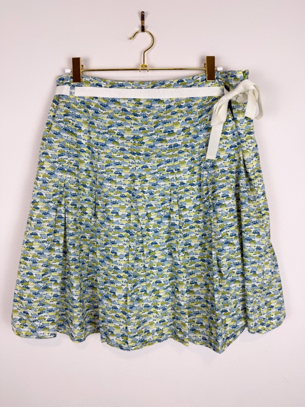 Vintage J. Crew Green Pleated Car Taxi Cab Skirt Size 8